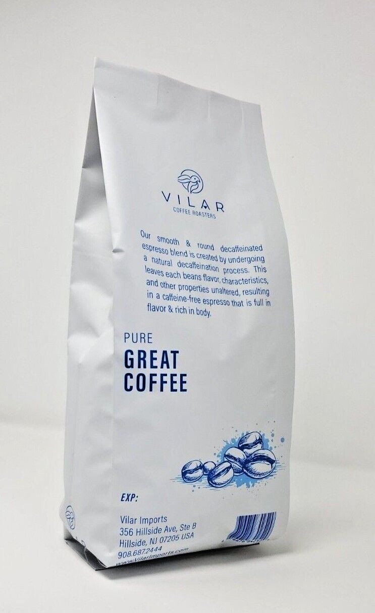 1 Kg, 2.2 Lb Vilar Decaf Espresso Coffee Beans Medium, Decaffeinated, Whole Bean