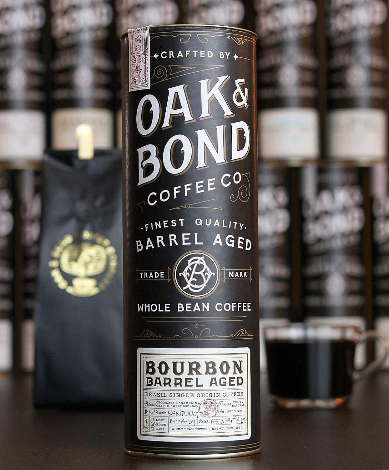 Signature Bourbon Barrel Aged Coffee – 10oz Brazilian Medium Roast Elegance