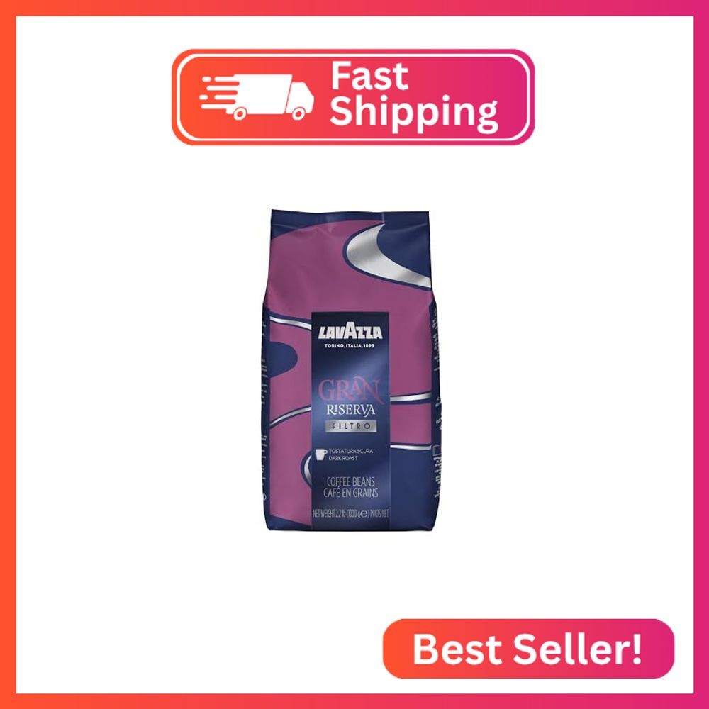Lavazza Gran Riserva Filtro Whole Bean Coffee Dark Roast 2.2LB Bag, 100% Natural