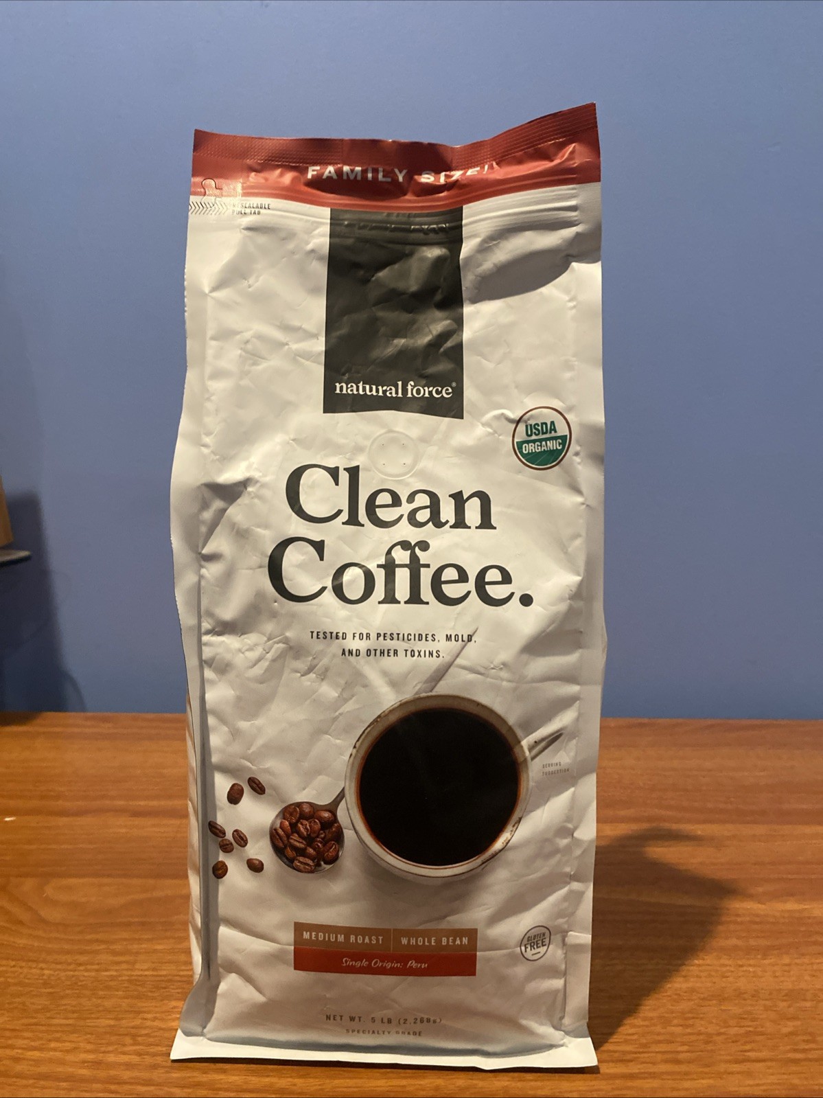 Natural Force Medium Roast Whole Bean Clean Coffee Organic