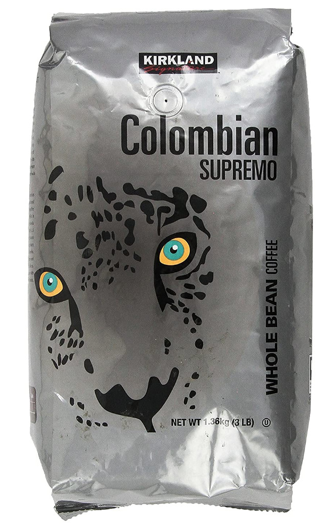 Kirkland Signature Colombian Supremo Coffee, Whole Bean, 3 lbs, 100% Arabica