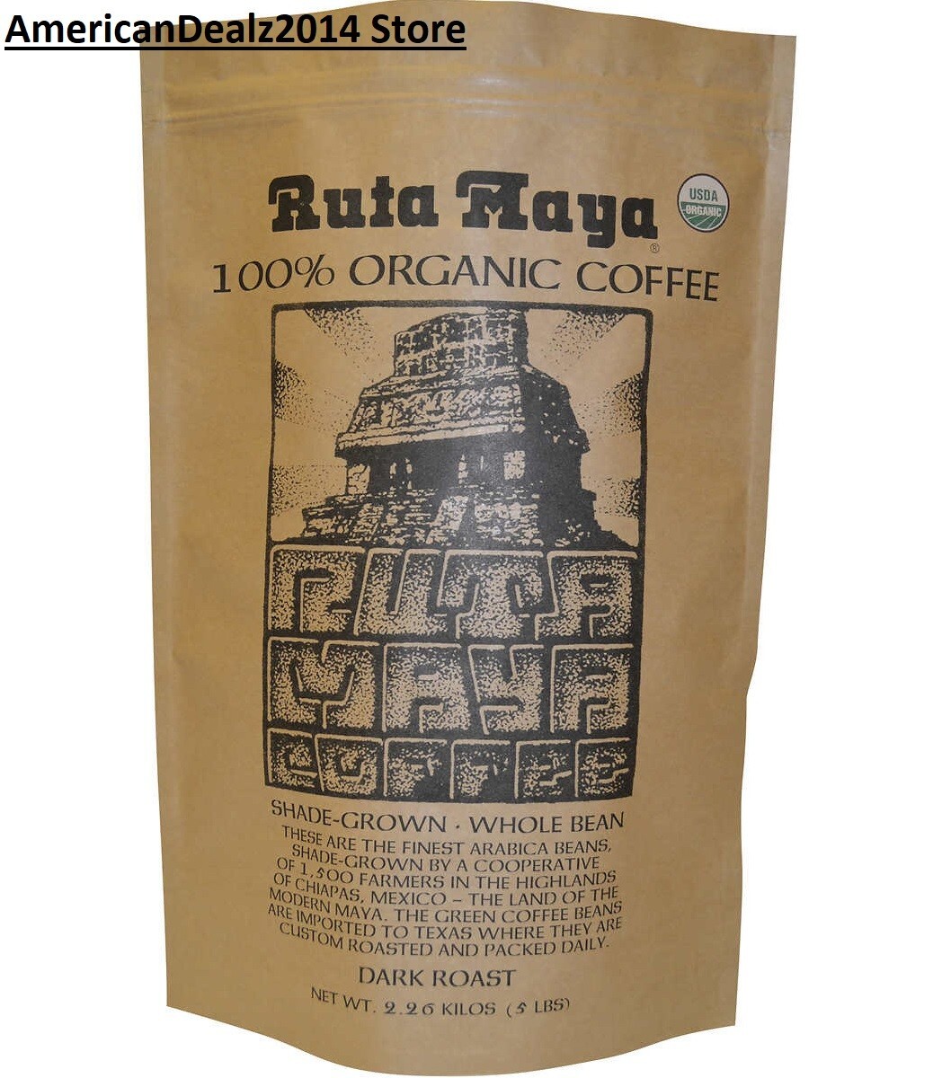 Ruta Maya Organic Dark Roast Whole Bean Coffee 5 Lb – FRESH – FREE SHIP!!