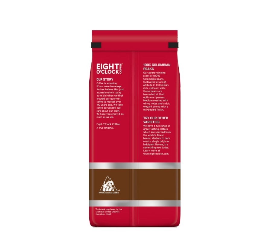 (4 pack) Eight O’Clock Coffee Medium Roast Whole Bean 100% Colombian Peaks Coffe
