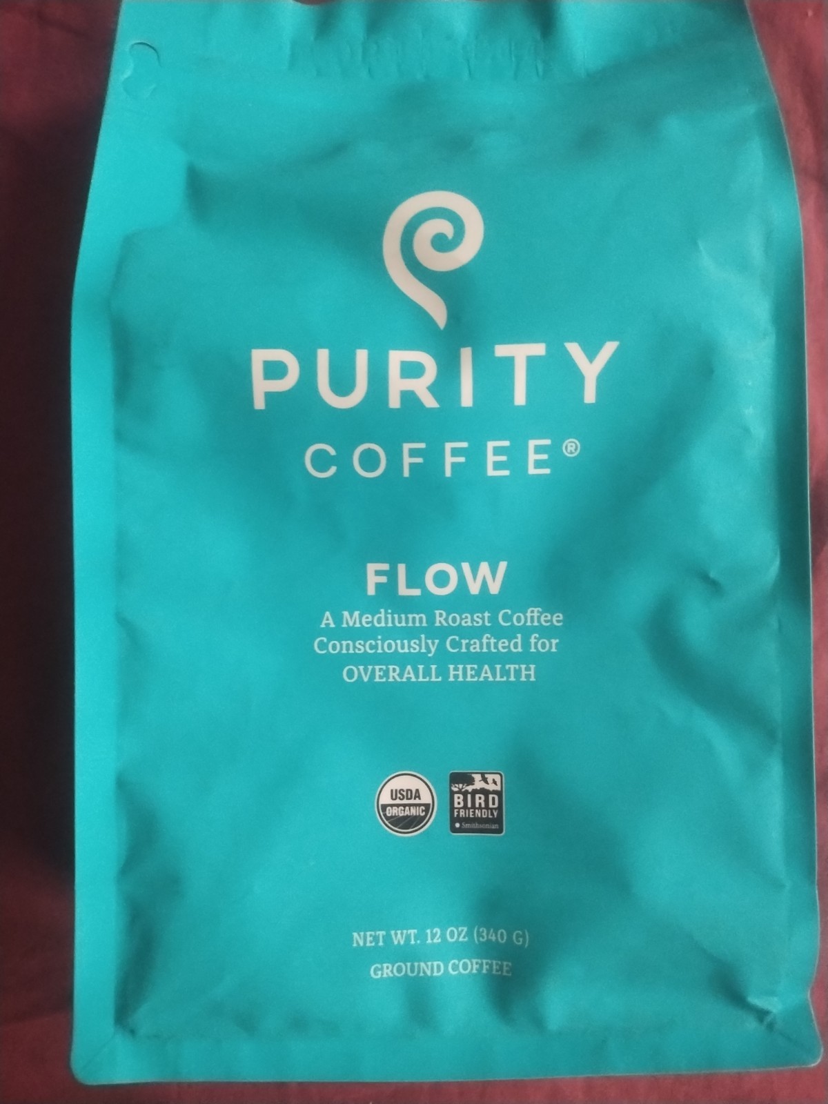 Purity Coffee Flow USDA Organic Medium Roast Ground Coffee 12oz BB 10/13/26
