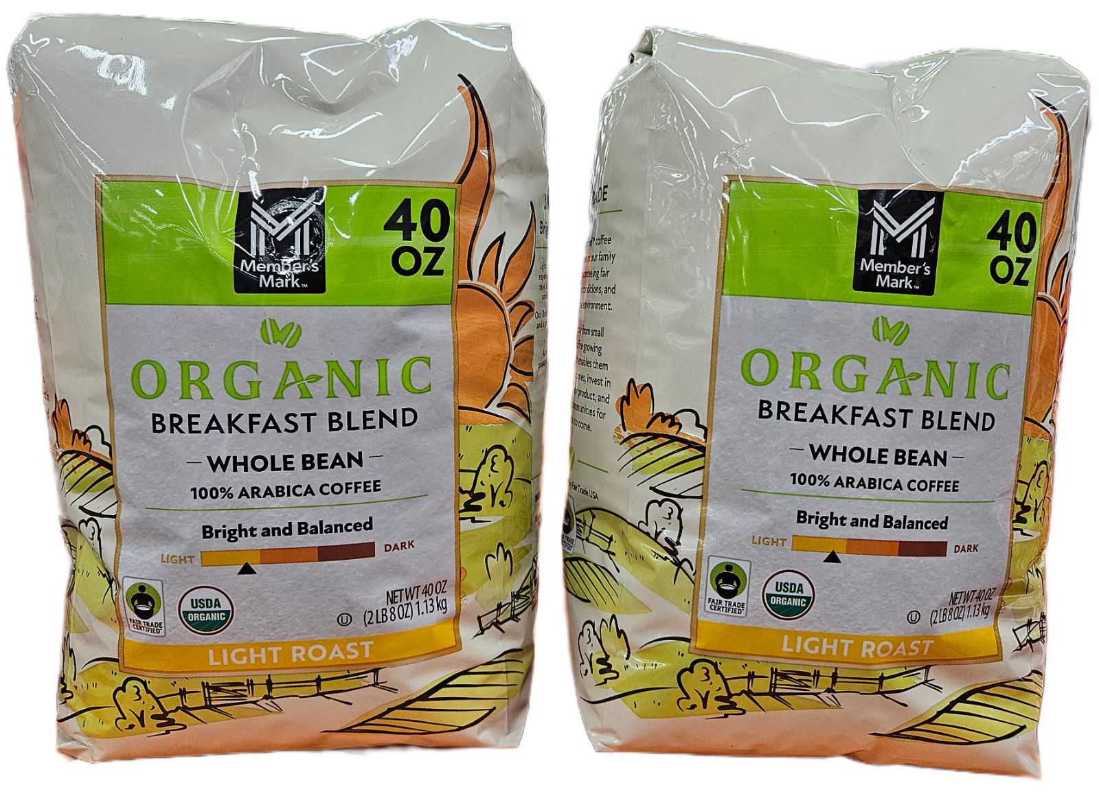 2 Member’s Mark Organic Breakfast Blend Whole Bean Coffee (40 oz) FREE SHIPPING