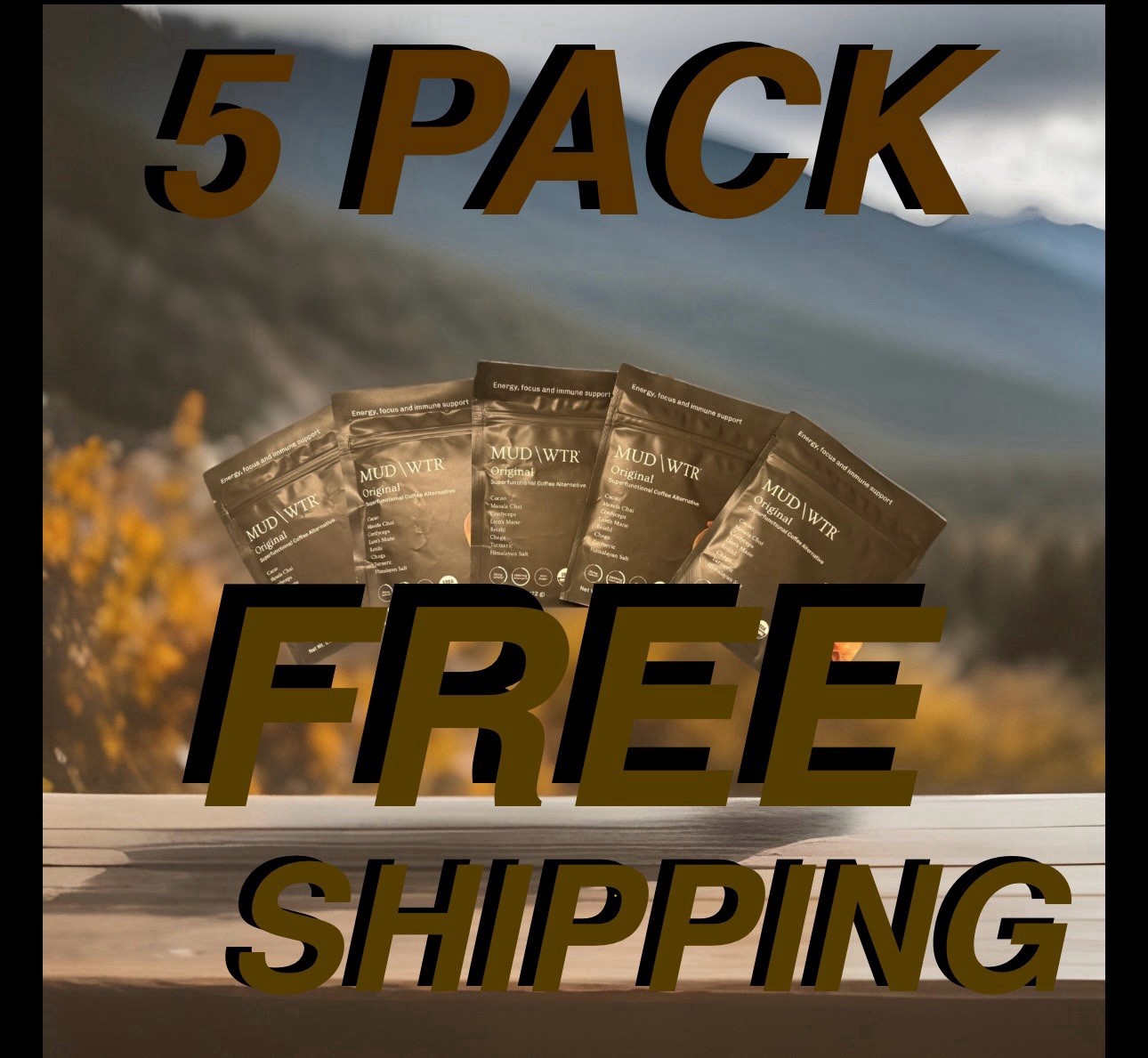 MUD WTR Organic Mushroom Coffee Alternative – 2.5oz (5 PACK) FREE SHIPPING VEGAN
