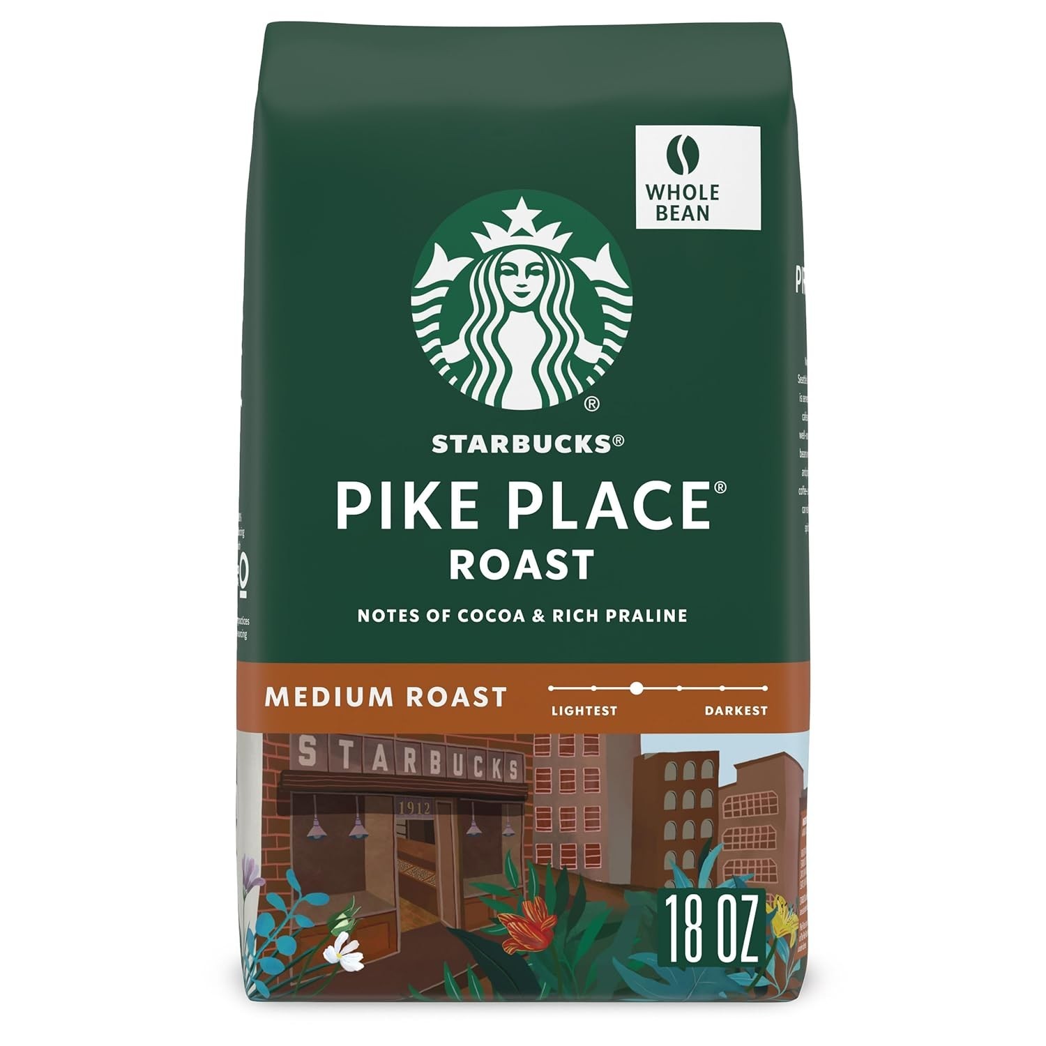 Starbucks Whole Bean Coffee, Medium Roast Coffee, Pike Place Roast, 100% Arab…