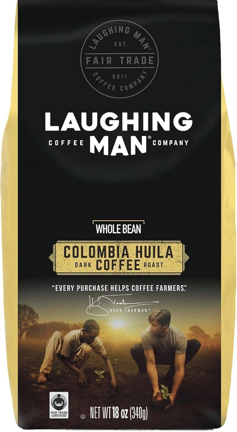 LAUGHING MAN Colombia Huila, Whole Bean Coffee, Dark Roast, 18 Oz – Old Stock