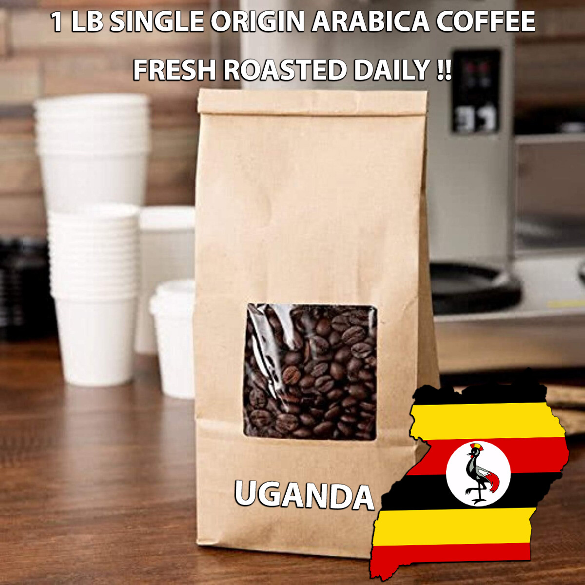1 LB UGANDA BUGISU SAMPLE ROASTED COFFEE WHOLE BEAN, GROUND – ARABICA ORGANIC