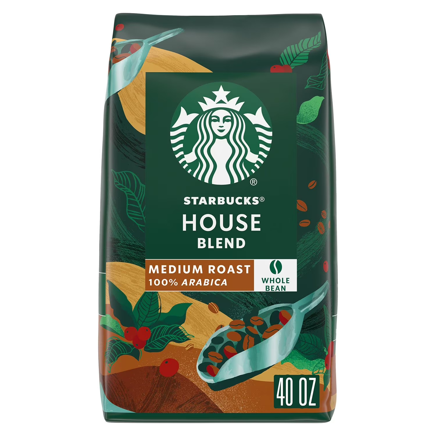 Starbucks House Blend Medium Roast Whole Bean Coffee 40 oz Bag Fresh.