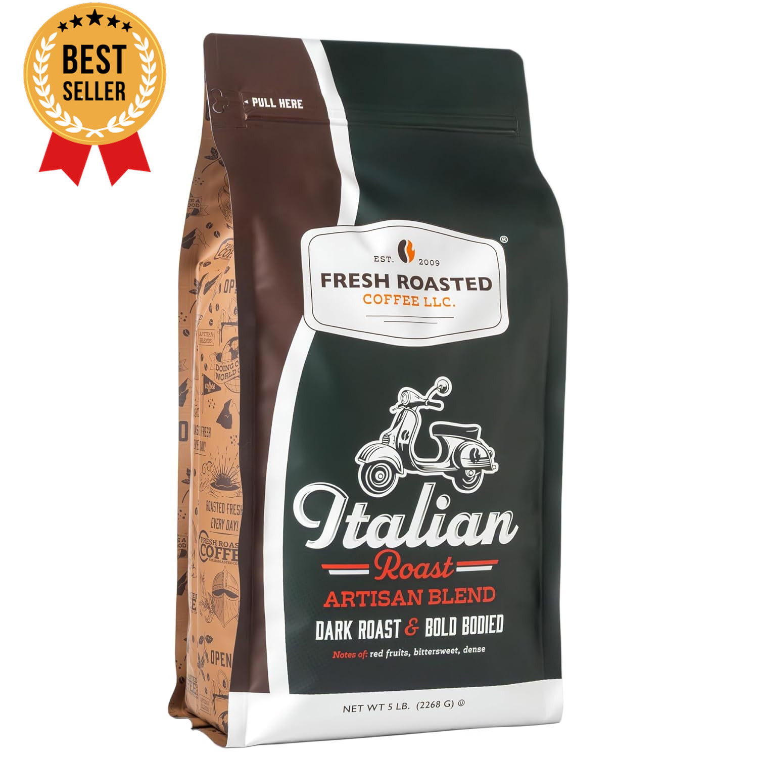Italian Roast Whole Bean Coffee Dark Roast Kosher 5 lb 80 oz Bulk
