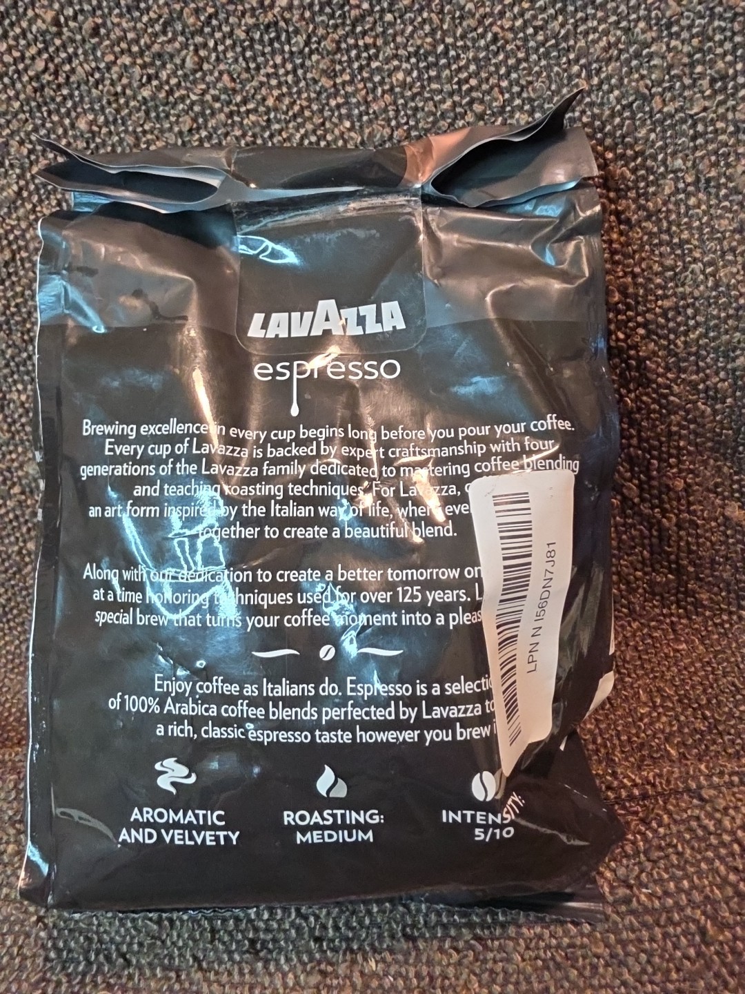 Lavazza Espresso 5/10 Intensity Whole Bean Coffee-1.25 lbs. BB-09/27 (E6)