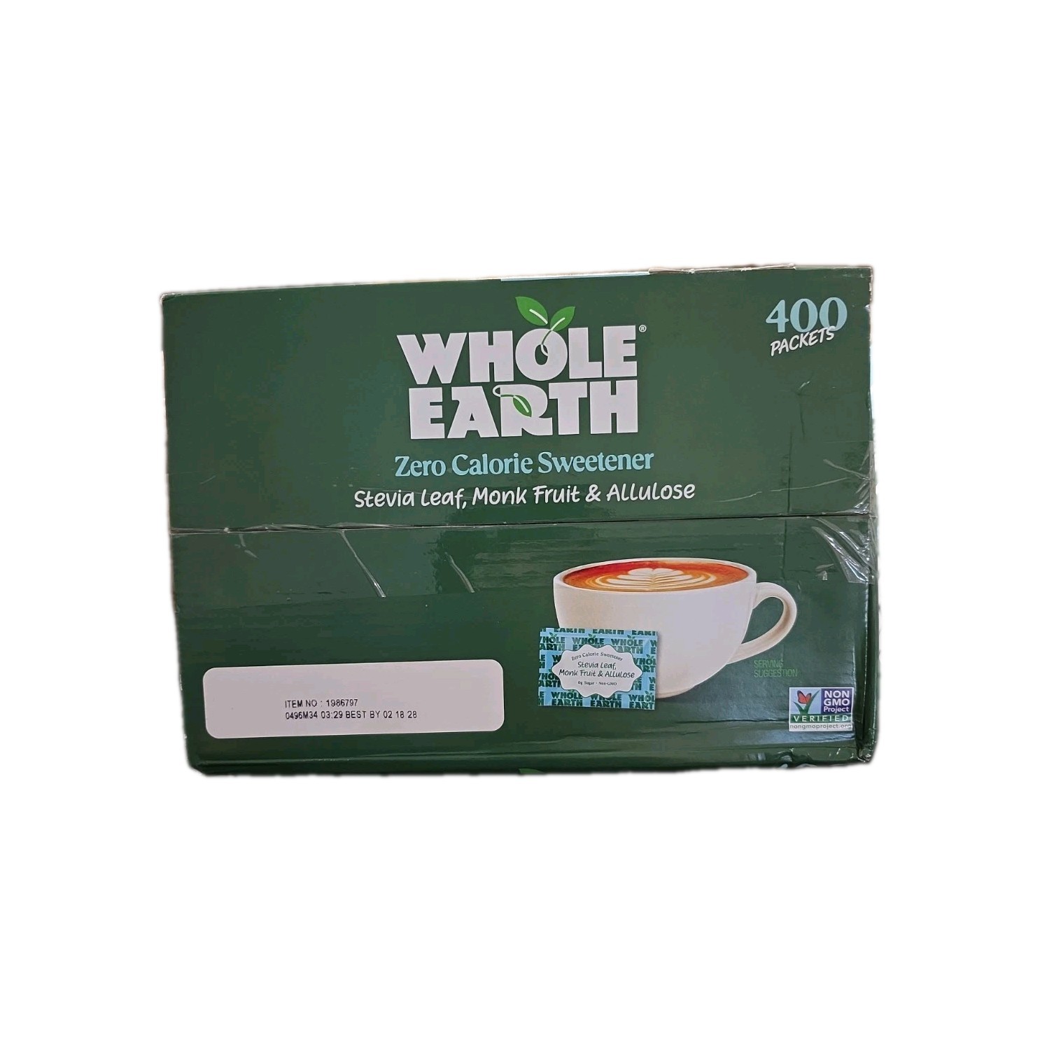 Whole Earth Sweetener Stevia Monk Fruit Erythritol Packets Sugar Substitute 400