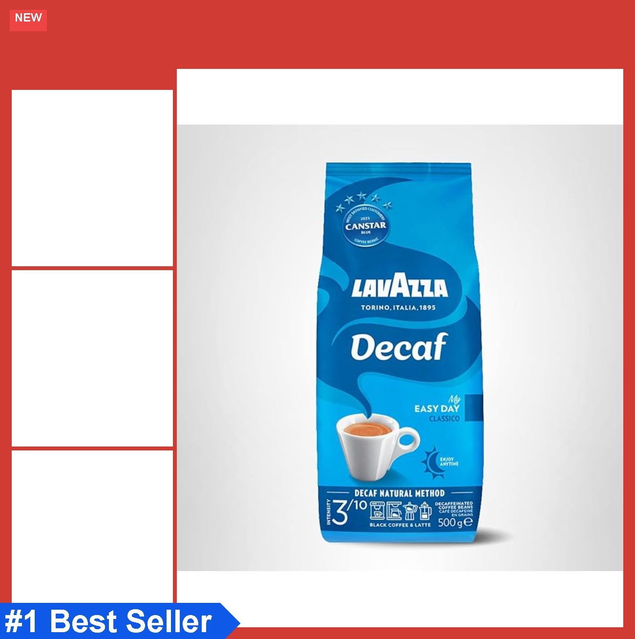 Whole Bean Decaffeinated Coffee Dark Roast 1.1 lb Dek Premium Italian Beans
