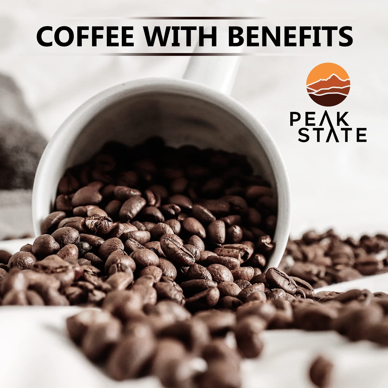 Peak State Coffee with Benefits – Mushroom Coffee Organic Beans – STRESS LESS…