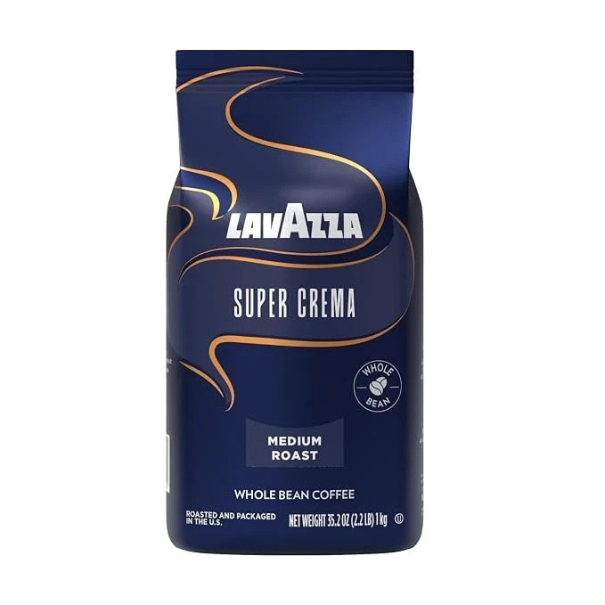 Lavazza Super Crema Whole Bean Coffee Medium Espresso Roast Arabica Robusta 2.2l