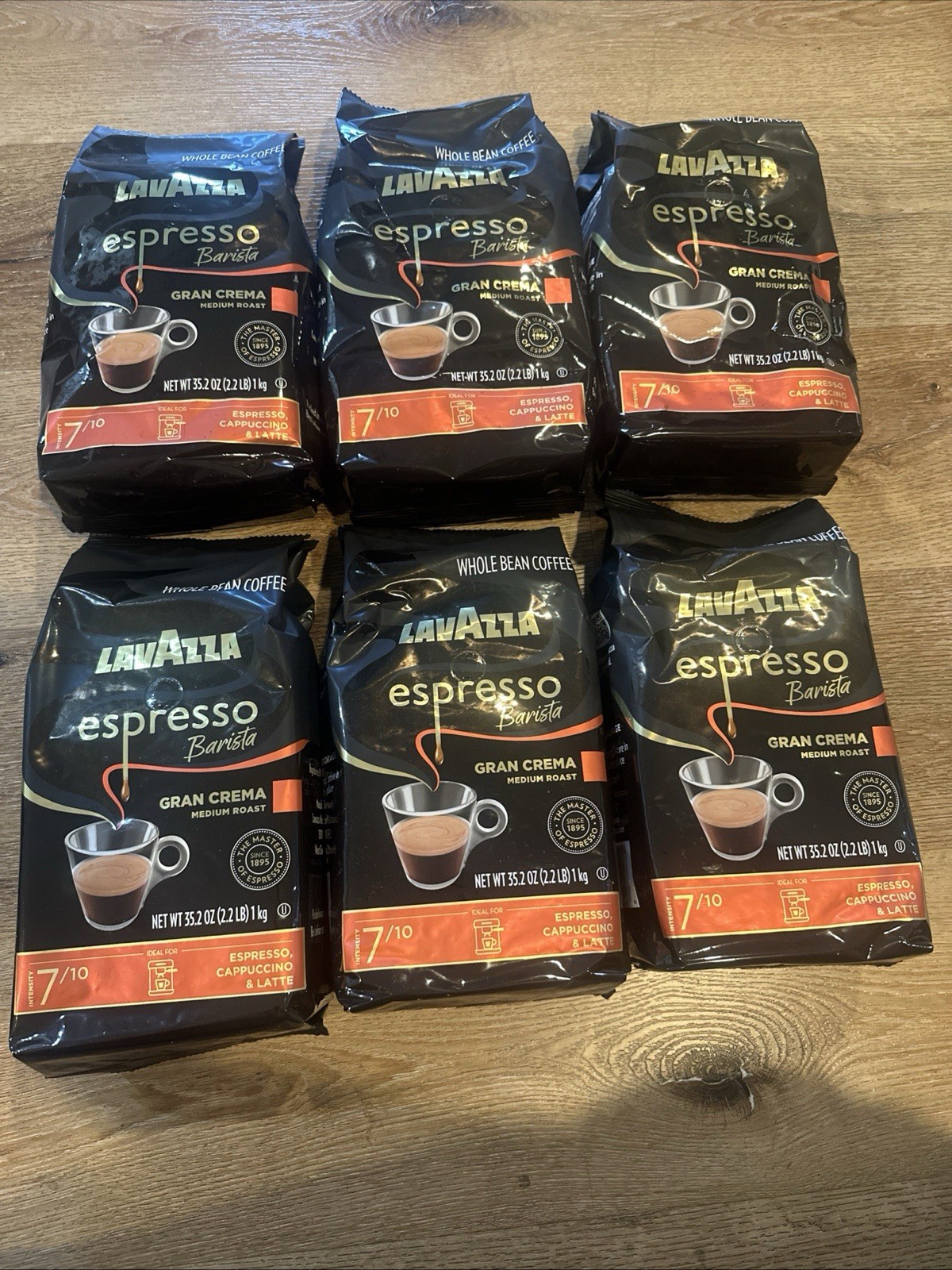 6 PACK – Lavazza Espresso Barista Gran Crema Whole Bean Coffee 2.2 Lbs Bag