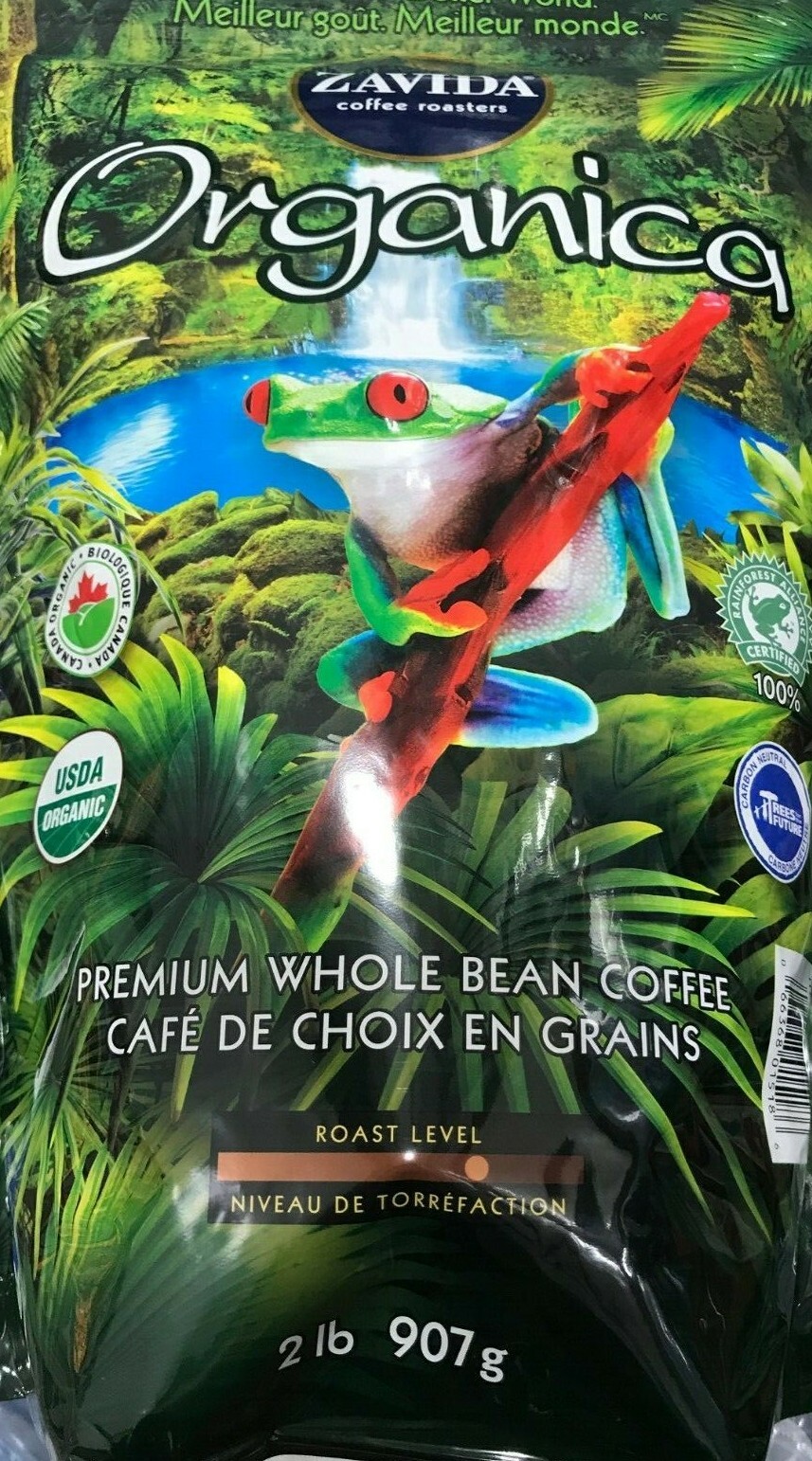 ZAVIDA ORGANICA PREMIUM WHOLE BEAN COFFEE 907g/2LBS 1 BAG ORGANIC