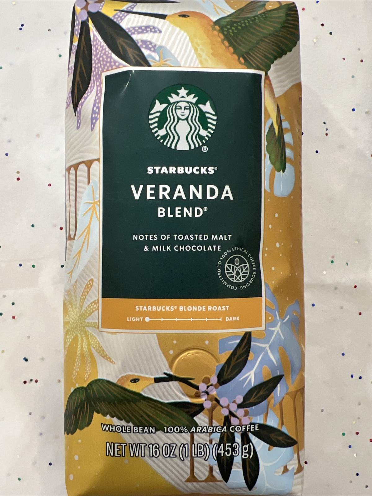 Starbucks Veranda Blend Blonde Roast WHOLE BEAN Coffee 1lb / 16oz