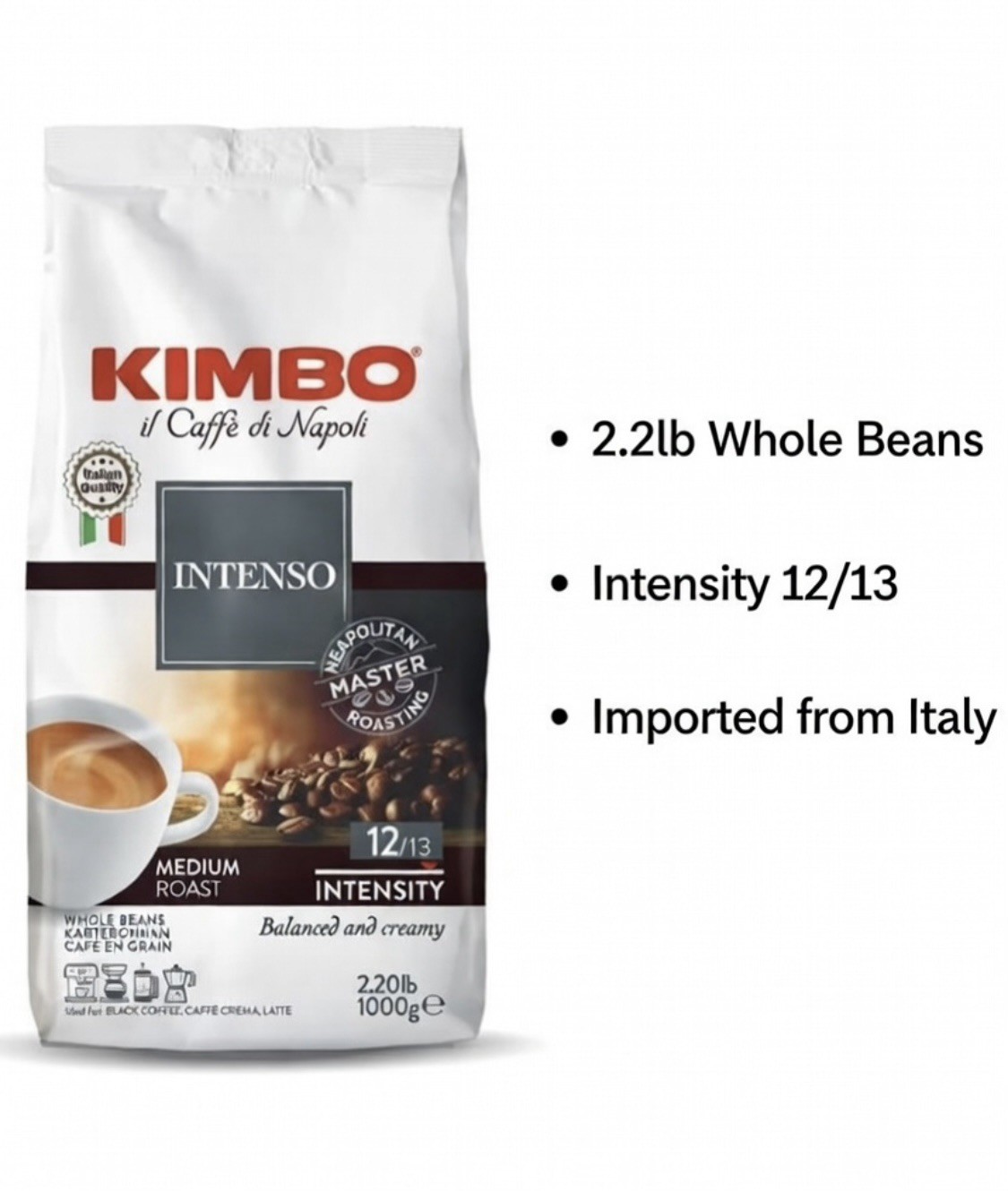 Kimbo Intenso 2.2lb Espresso Whole Beans (Imported From Italy 🇮🇹)