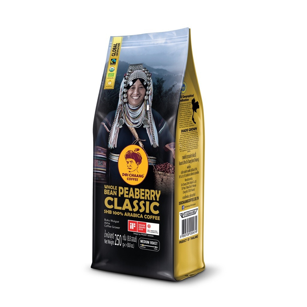 Doi Chaang Thailand Coffee Whole Bean Peaberry Classic Premium 100% Arabica 250g
