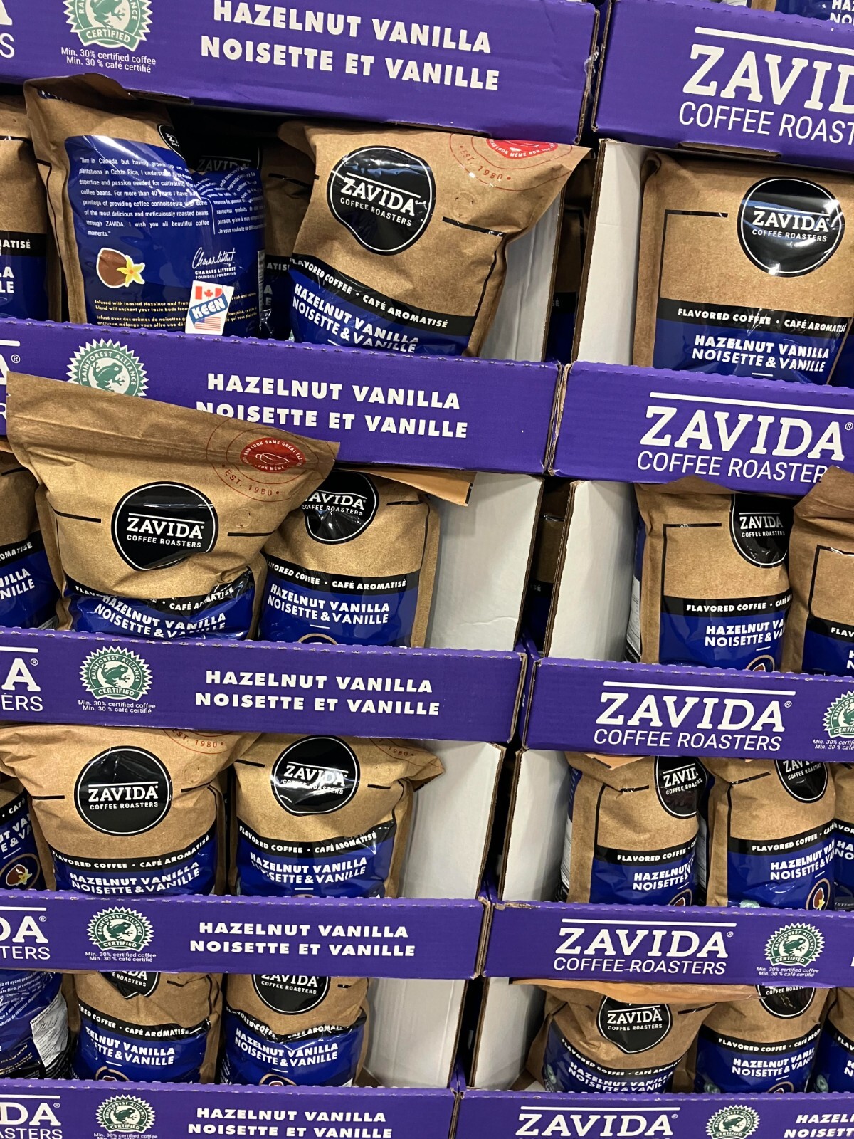 Zavida Hazelnut Vanilla Whole Bean Coffee, 907 g/ 2 LB, Exp:2026DE01