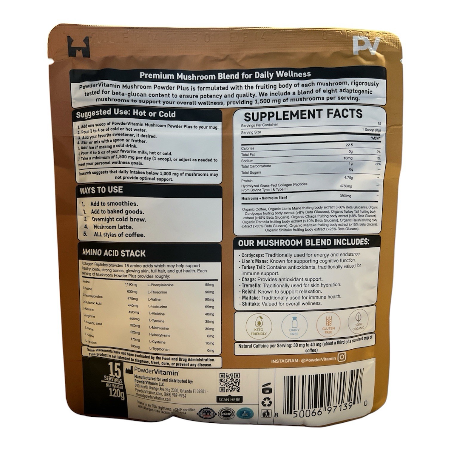 Organic Mushroom Coffee, 15 Servings