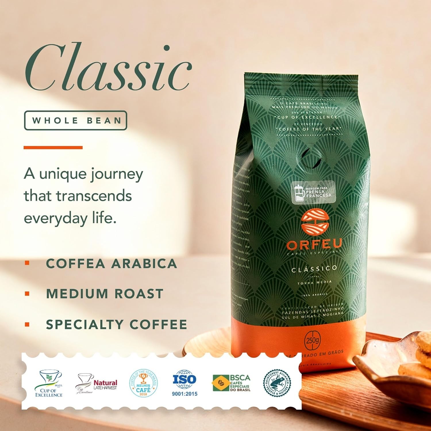Elegant 8.8oz Brazilian Organic Coffee – Balanced Acidity & Flavor Symphony