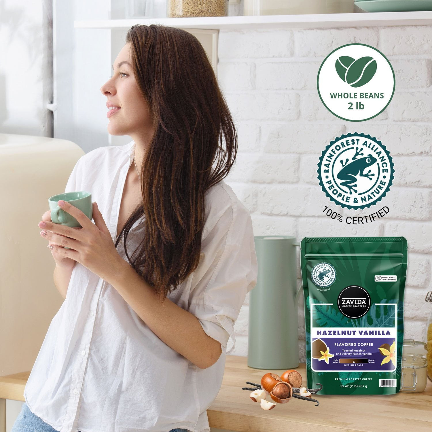 Zavida Coffee Whole Bean Coffee, Hazelnut Vanilla (32 oz.) Great Price