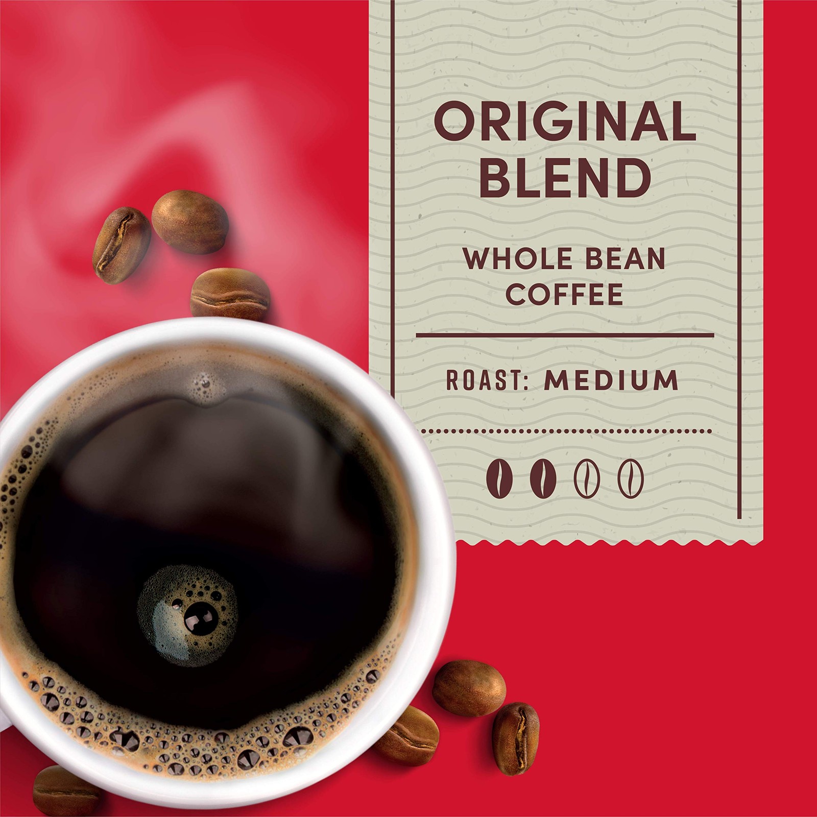 Tim Hortons Whole Bean Original, Medium Roast Coffee, Made with 100% Arabica