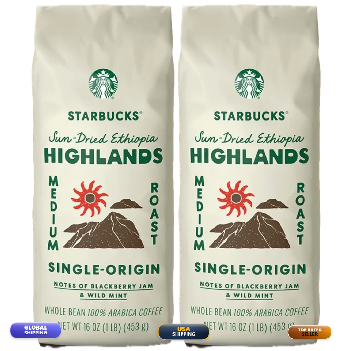 Starbucks Whole Bean Ethiopia 16 Ounces Pack Of 2