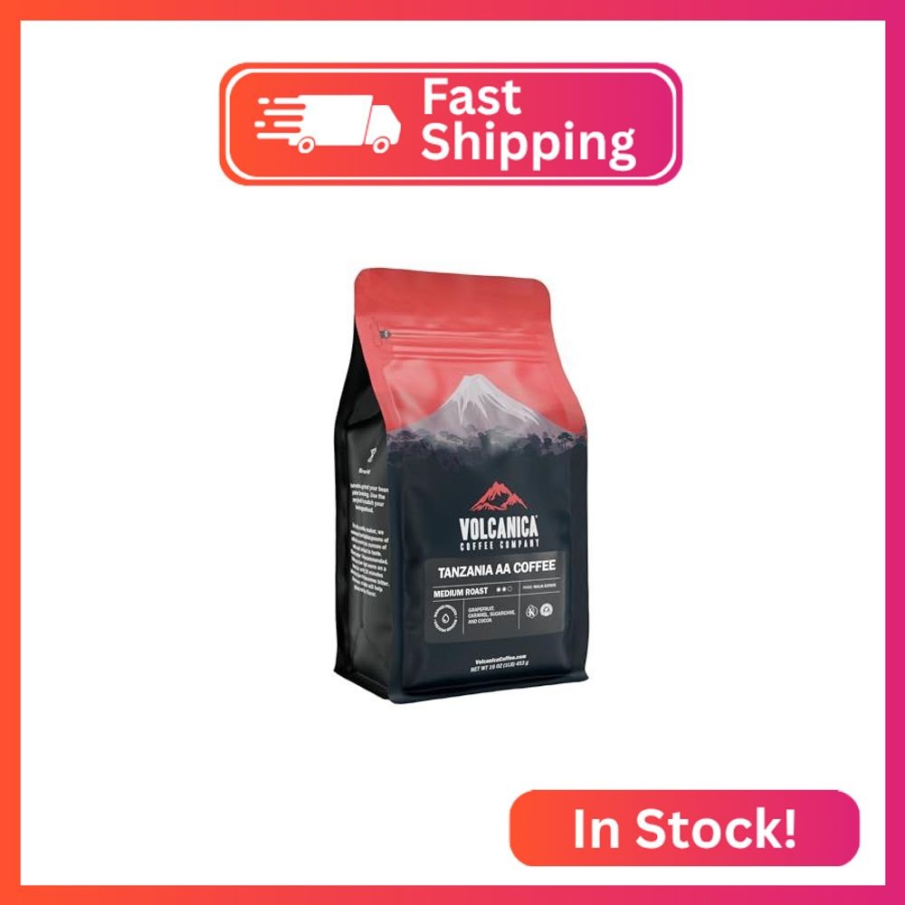Tanzania AA Coffee, Mount Kilimanjaro, Whole Bean, Fresh Roasted, 16-ounce
