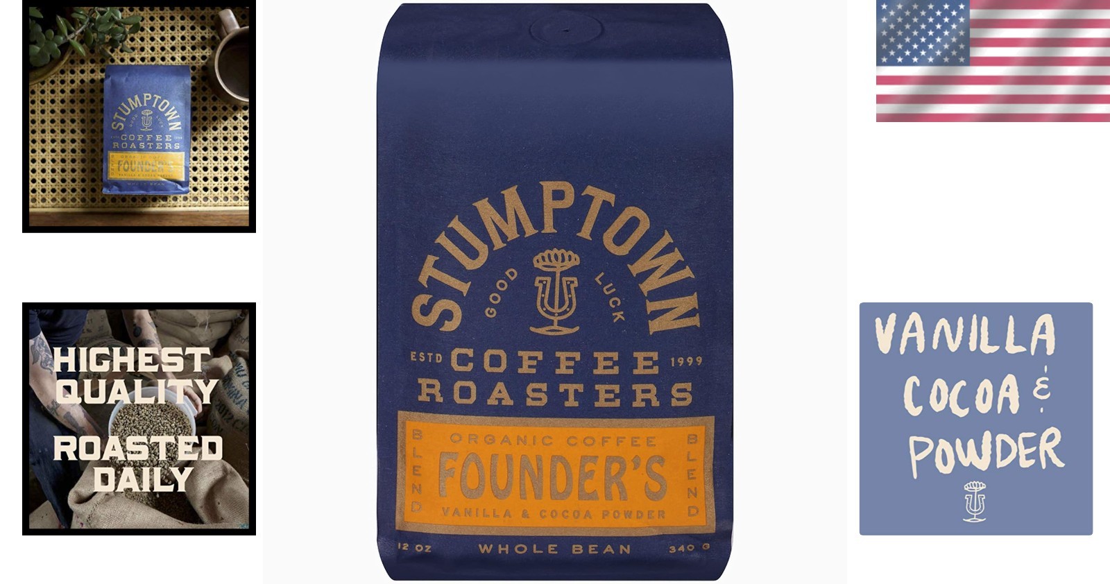 Stumptown Founder’s Blend Organic Whole Bean Coffee – 12 oz, Vanilla & Cocoa