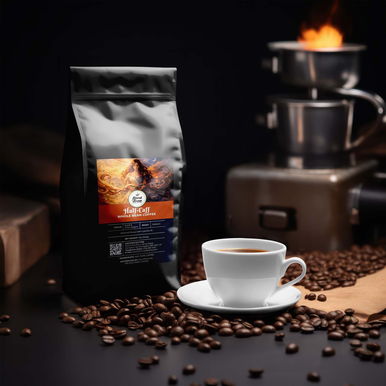 Half-Caff Coffee, Whole Bean or Ground, 12oz to 5lb