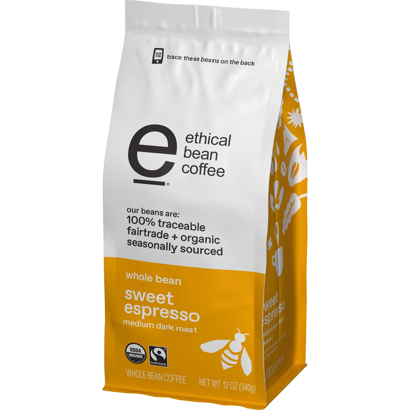 Fairtrade Organic Coffee, Whole Bean Espresso Coffee (12 Oz Bag), Sweet Espre…