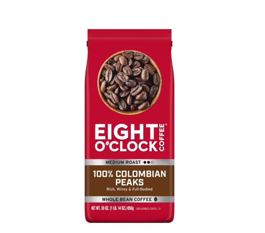 (4 pack) Eight O’Clock Coffee Medium Roast Whole Bean 100% Colombian Peaks Coffe