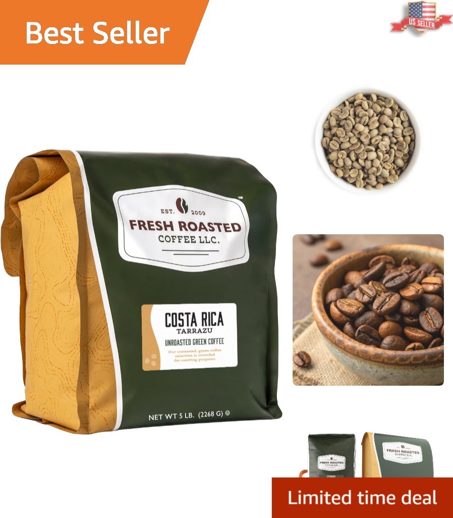 Unroasted Costa Rican Tarrazu Coffee Beans – Kosher Certified, 5 Pound Bag
