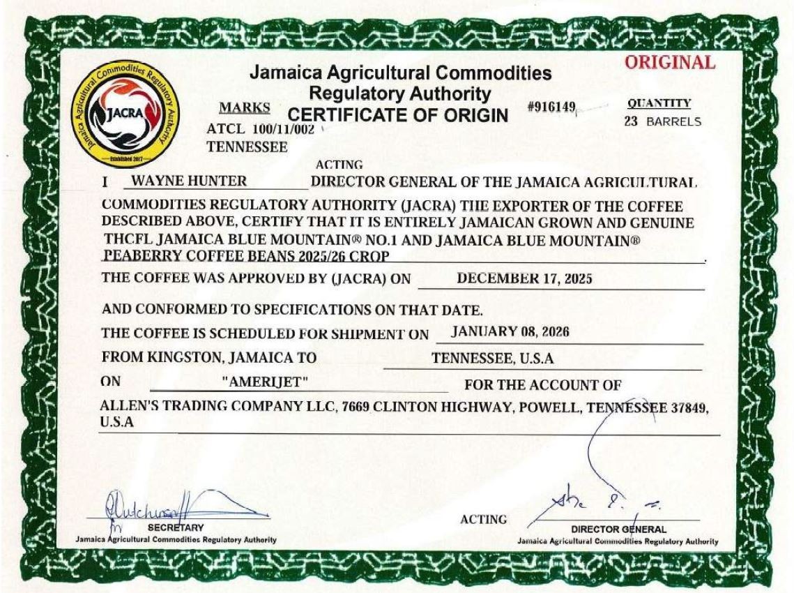 100 Percent Peaberry Jamaica Blue Mountain Unroasted Green Coffee Beans Bulk