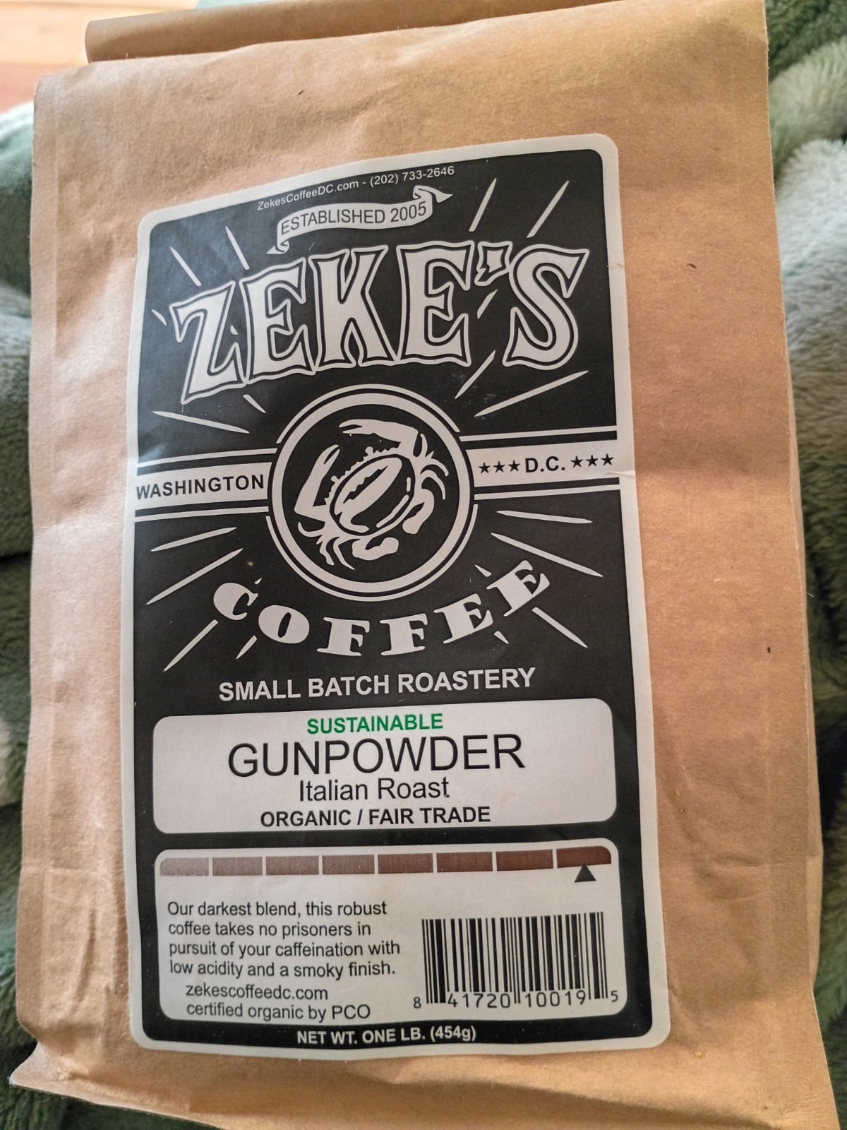 Zeke’s Coffee Beans 1 Lb . Gunpowder Roast And New.