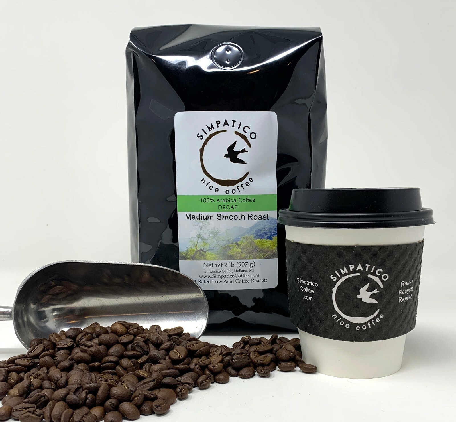 Simpatico Low Acid Coffee – Decaf Medium Roast – Free Shipping