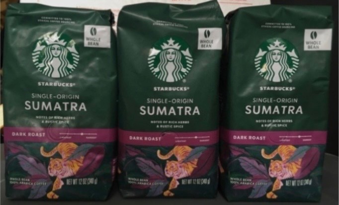Starbucks Sumatra Whole Bean Coffee 3 Packages Dark Roast