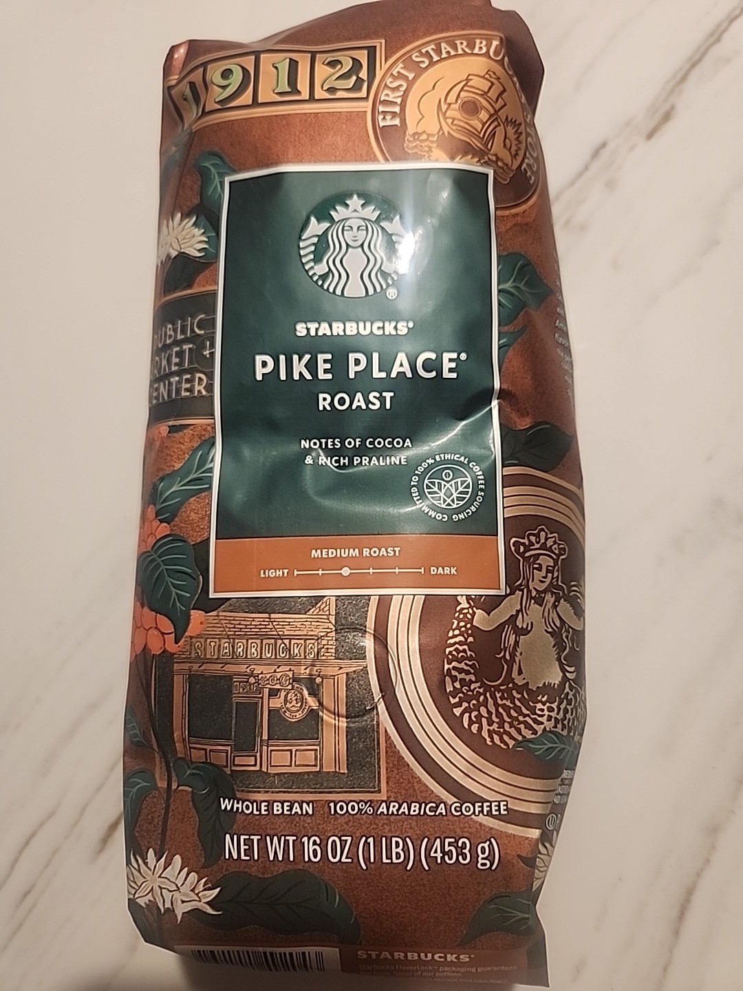 Starbucks Pike Place Medium Roast Whole Bean Coffee 1lb Bag | EXP OCT 2026 NEW