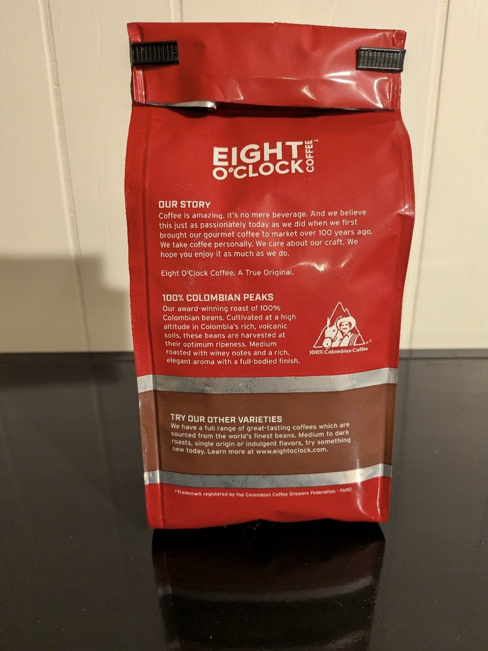 Eight O’Clock Coffee – 100% Colombian Peaks Whole Bean 11 oz – Best By 8/6/2026