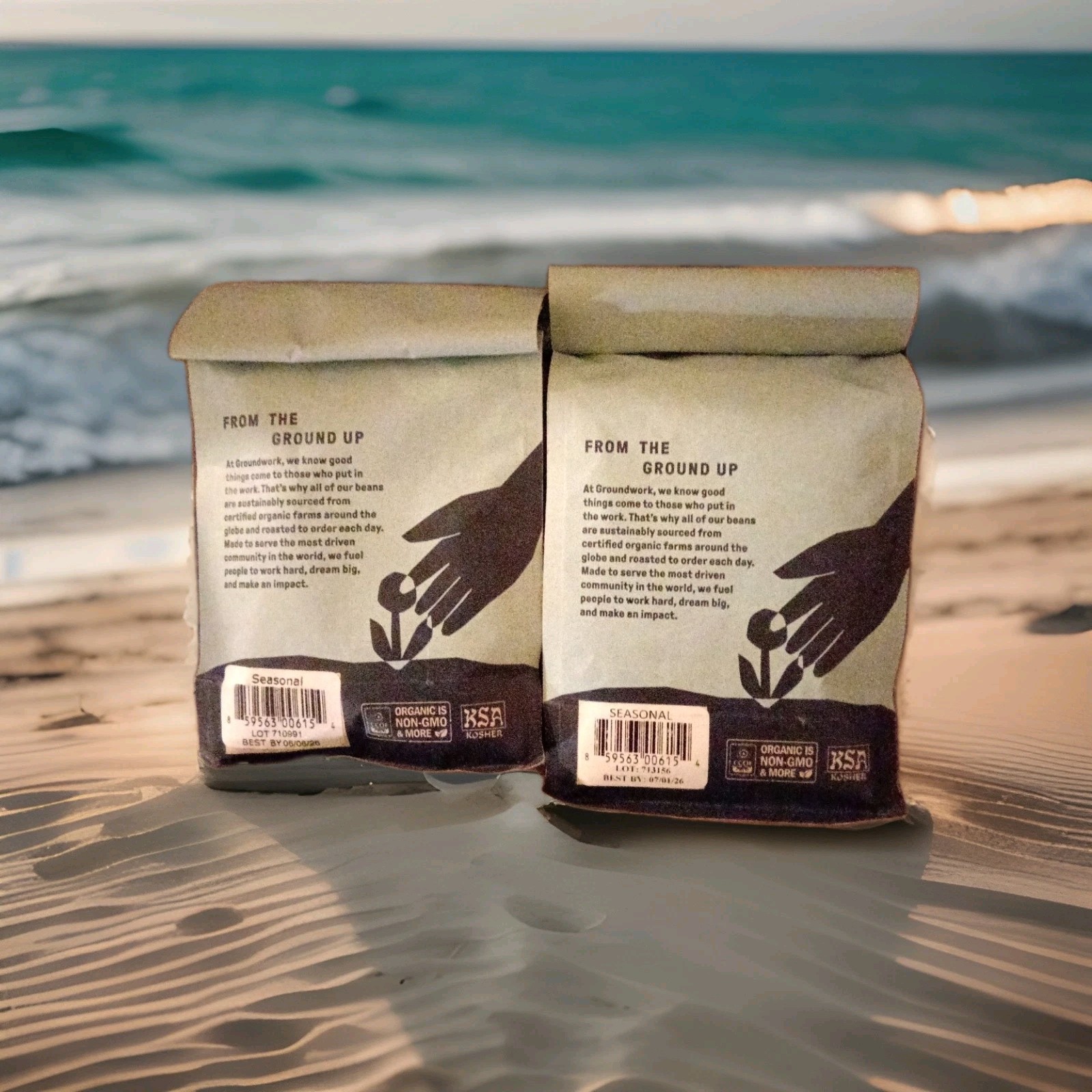 Groundwork Coffee, Organic Golden Hour, Light Roast, Whole Bean, 12 oz (2 Pack)