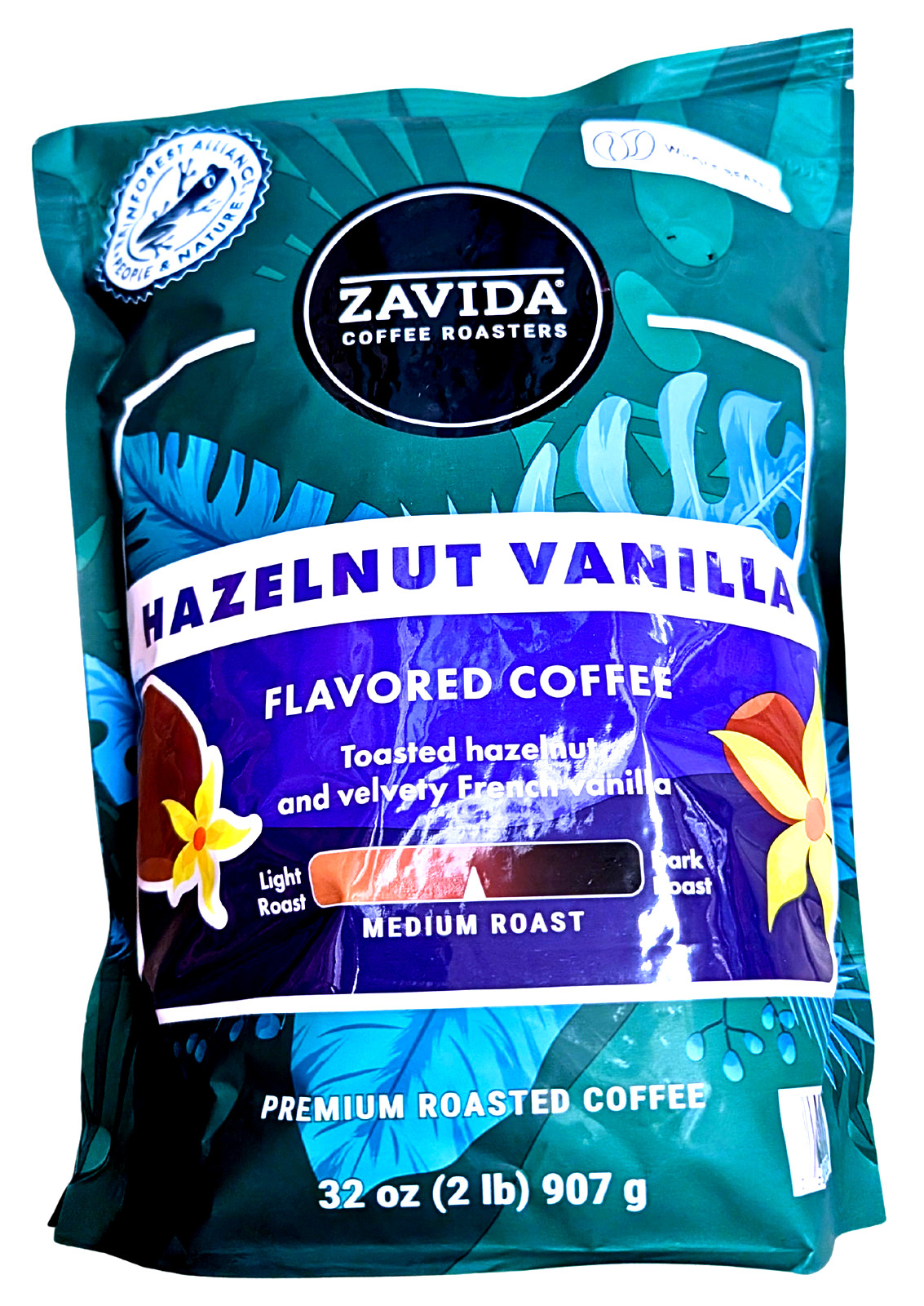 Zavida Coffee Whole Bean Coffee Hazelnut Vanilla 32 Oz EXP 09/2026