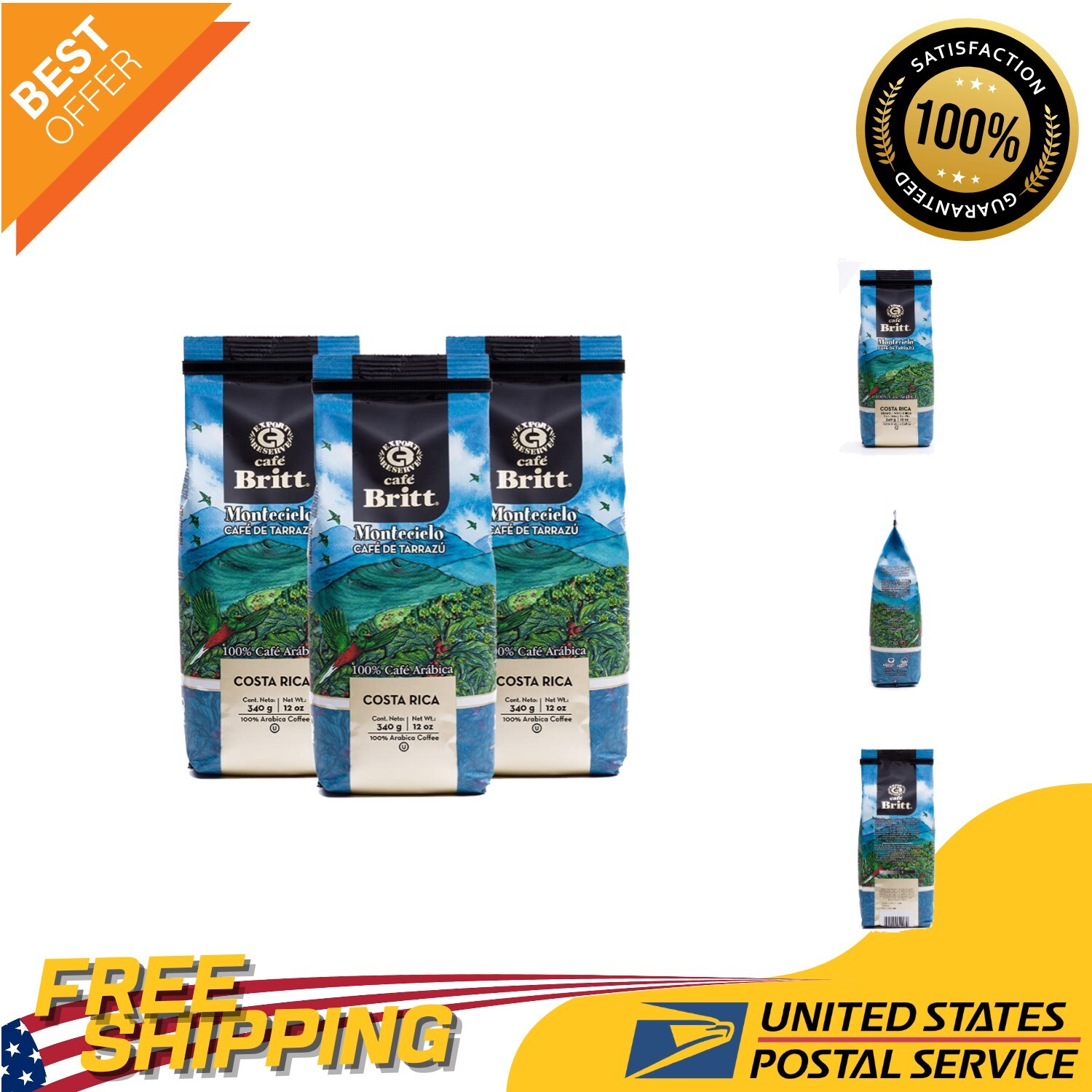Costa Rican Montecielo Coffee from Tarrazu – 12oz Whole Bean 3-Pack