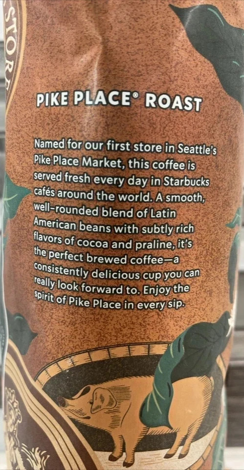 Starbucks Pike Place Whole Bean Coffee, 1lb/16oz, Medium Roast