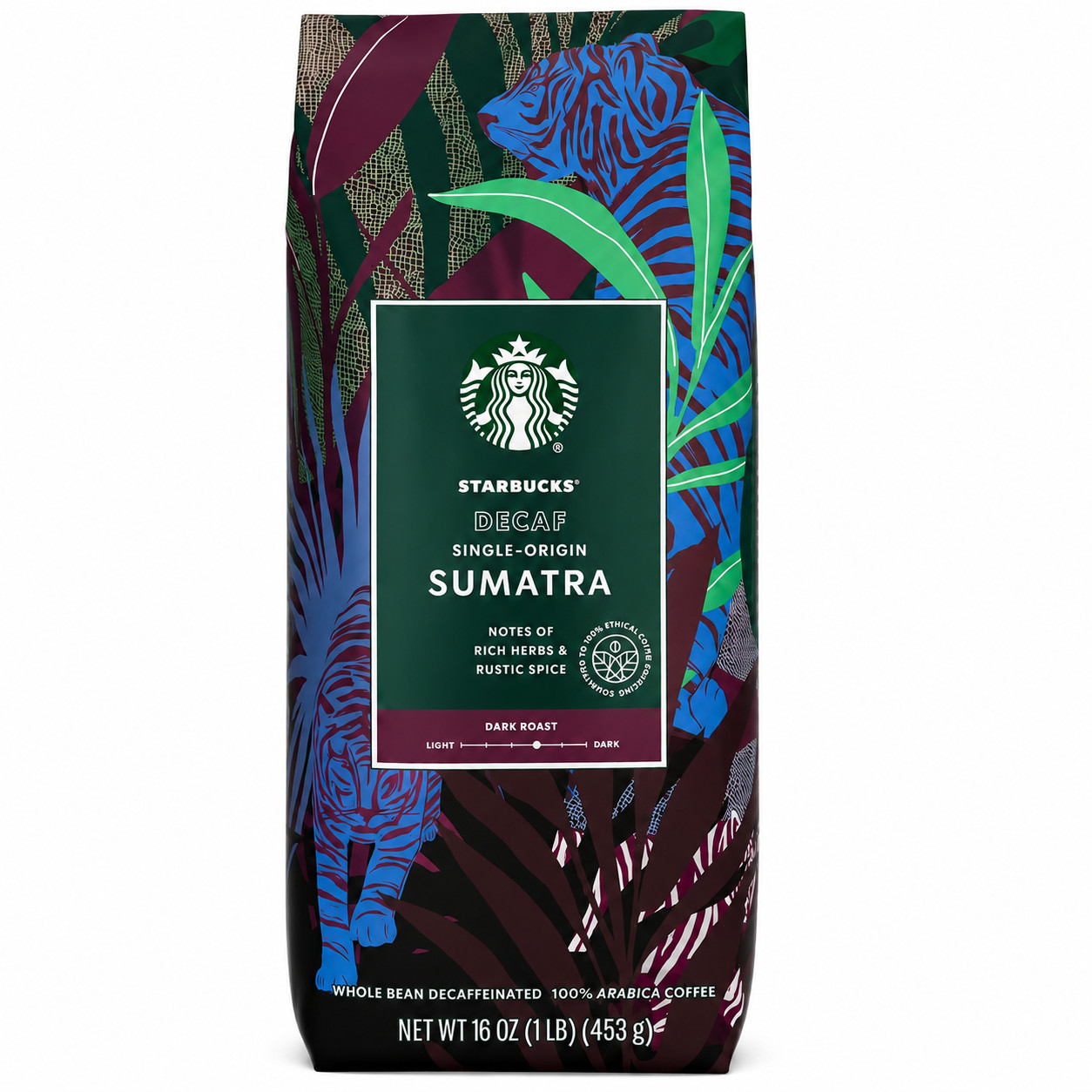 Starbucks Whole Bean Coffee, Decaf Sumatra, 16-Ounce Bag
