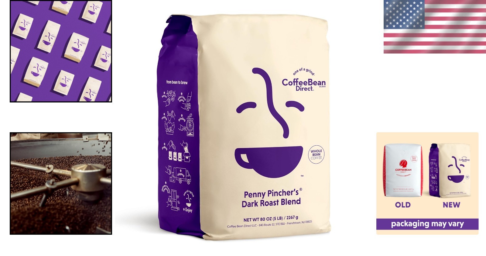 5 lb Penny Pincher’s Dark Roast Blend – Whole Bean Coffee with Citrus & Molasses