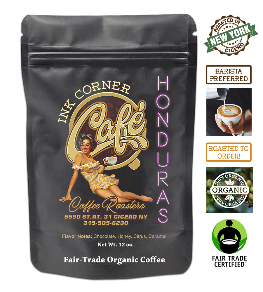 Ink Corner Cafe Organic Roasted Coffee Beans Honduras Single Origin Fair Trade